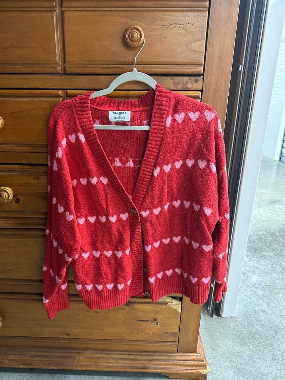Red and pink heart cardigan